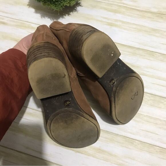 Lucky Brand Brown Leather Side Zipper Women’s Size 7 Western Comfort Classic‎ - Picture 4 of 5